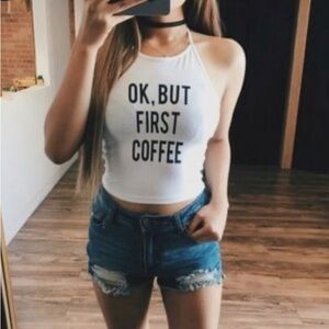OK BUT FIRST COFFEE Brandy Melville Halter top ☕️